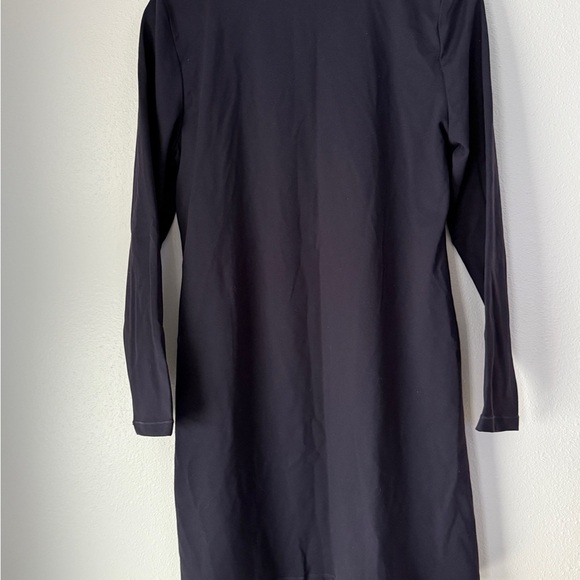 Boston Proper Medium Stripe Sport Zip Dress Preppy Sporty Athleisure Navy Blue - Picture 9 of 9